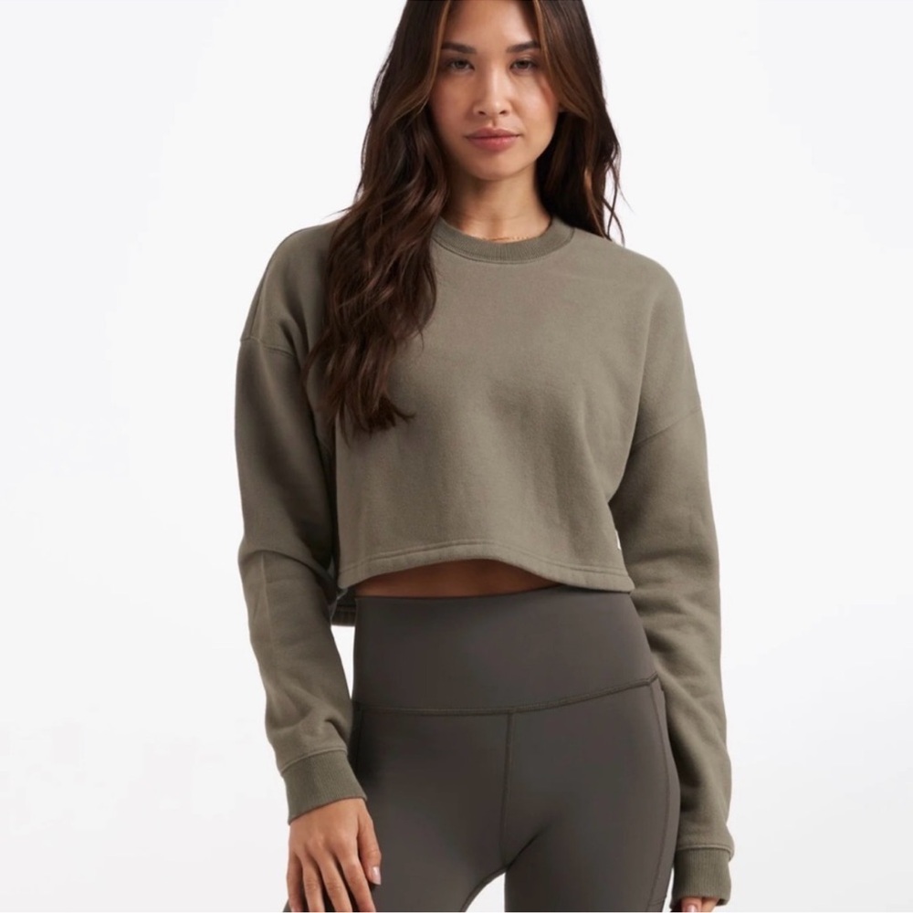 Vuori Restore Crop Olive Green Sweatshirt